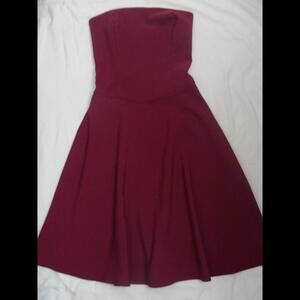 Vintage Charlotte Russe Burgundy Strapless Fit-and-Flare Dress